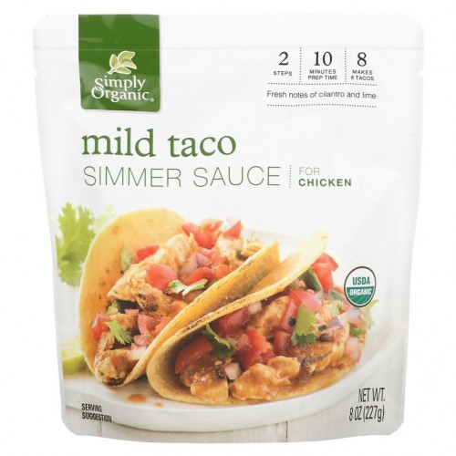 Simply Organic, 유기농 마일드 타코 시머 소스, 닭고기용, 227g (8 oz)