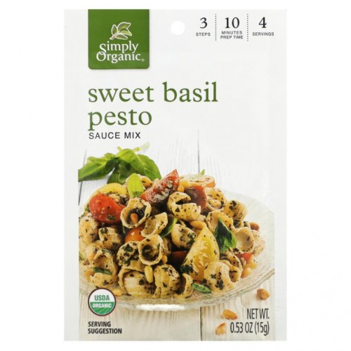Simply Organic, 스위트 바질 페스토 소스 믹스, 패킷 12개, 각 15g(0.53oz)