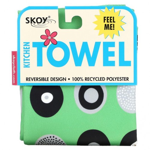 Skoy, Kitchen Towel, Double Sided Circle Print, Green, 1 Towel