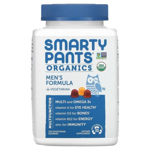 SmartyPants, 유기농, 남성용 보충제, 라즈베리맛, 오렌지맛, 체리맛, 식물성 구미젤리 120개