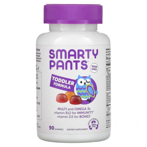 SmartyPants, 유아 포뮬라, 종합비타민 및 오메가3, 포도, 오렌지, 블루베리 맛, 구미젤리 90개