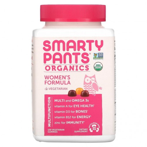 SmartyPants, Organics, 여성용 컴플리트, 라즈베리맛, 레몬라임맛, 포도맛, 베지 구미젤리 120개