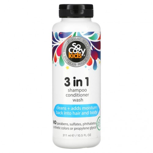 SoCozy, 아동용, 쓰리인원 샴푸 컨디셔너 워시, 10.5fl oz(311ml)
