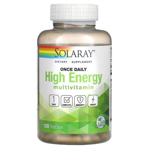 Solaray, 하루 한 번, 높은 에너지, 종합비타민, 베지 캡슐 120정