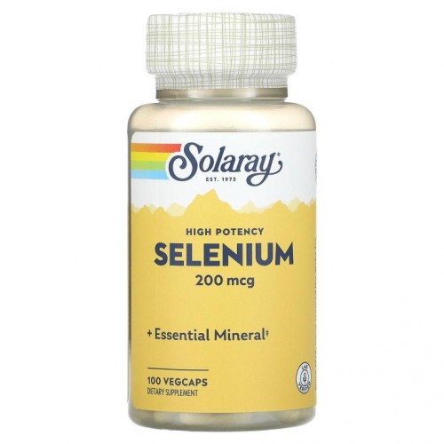 Solaray, 셀레늄, 고효능, 200mcg, 식물성 캡슐 100정
