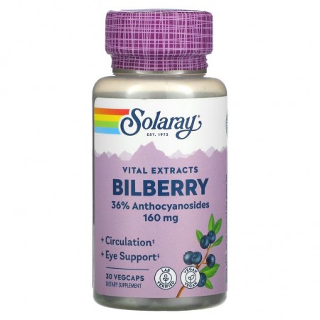 Solaray, 바이탈 추출물 빌베라, 160mg, 베지 캡슐 30정