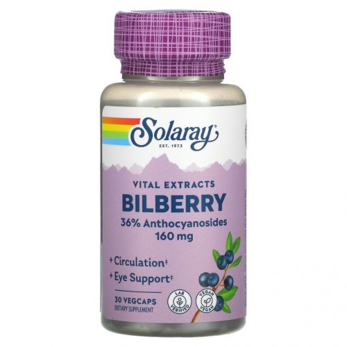 Solaray, 바이탈 추출물 빌베라, 160mg, 베지 캡슐 30정