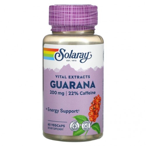 Solaray, 과라나 씨앗 추출물, 200mg, 베지 캡슐 60정