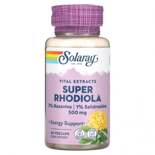Solaray, 수퍼 홍경천 뿌리 추출물, 500 mg, 식물성 캡슐 60 정