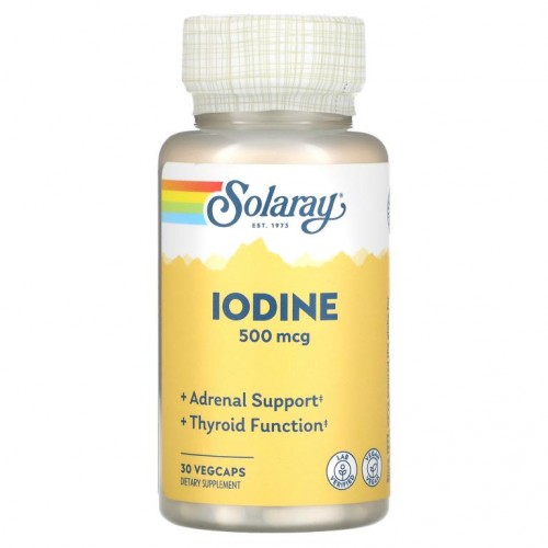 Solaray, 요오드화 칼륨 추출 요오드, 500mcg, 베지 캡슐 30정