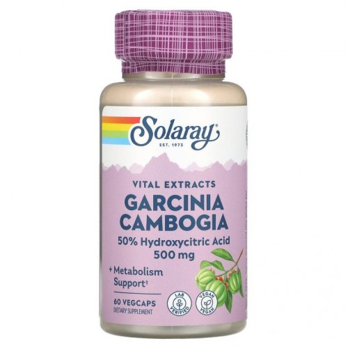 Solaray, 가르시니아 캄보지아 열매 추출물, 500mg, 베지 캡슐 60정