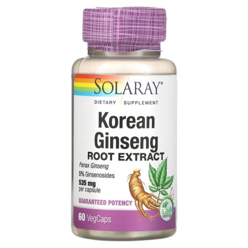 Solaray, 한국 인삼 뿌리 추출물, 535mg, 베지 캡슐 60정
