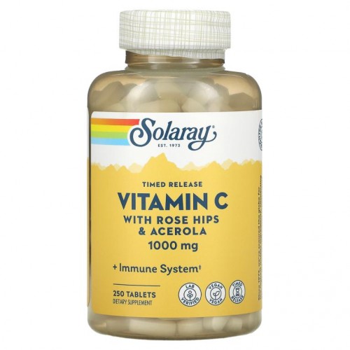Solaray, 서방형 비타민C, 로즈힙 및 아세로라 함유, 1,000mg, 250정