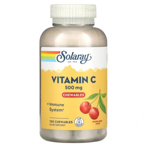 Solaray, 비타민C 츄어블, 천연 체리, 500mg, 츄어블 100정
