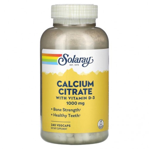 Solaray, 비타민D3 함유 구연산 칼슘, 250mg, 베지 캡슐 240정