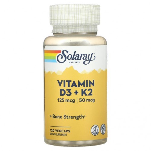 Solaray, 비타민D3 + K2, 대두 무함유, 베지 캡슐 120정
