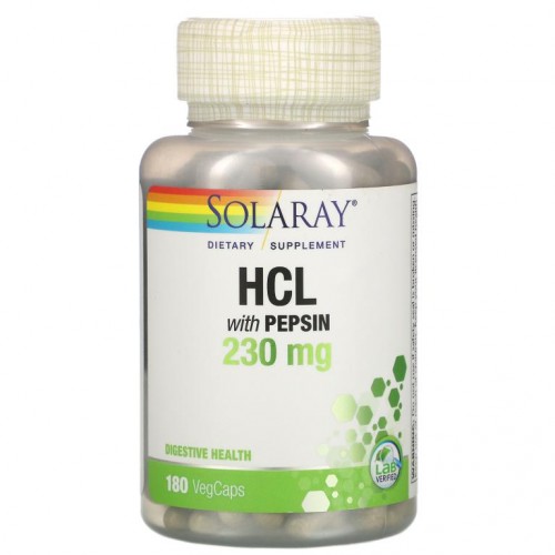 Solaray, 펩신 함유 HCL, 230mg, 베지 캡슐 180정