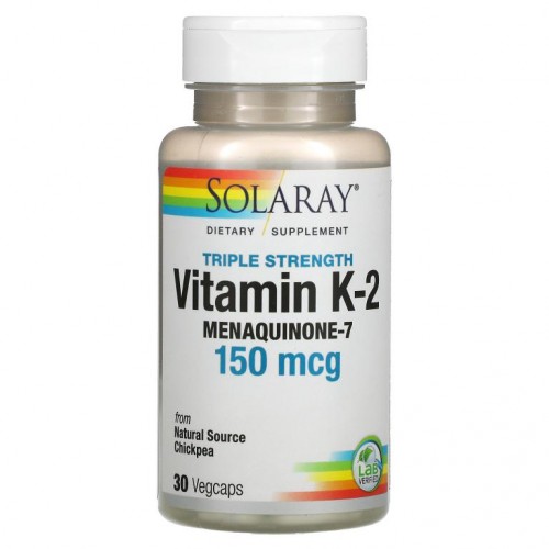 Solaray, 트리플 스트렝스 비타민 K-2 메나퀴논-7, 150mcg, 베지 캡슐 30정