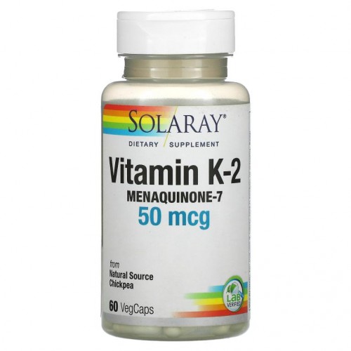 Solaray, 비타민 K-2 메나퀴논-7, 50mcg, 베지 캡슐 60정