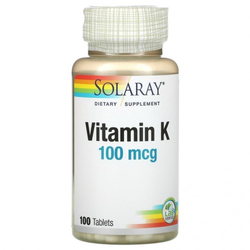 Solaray, 비타민K, 100 mcg, 100정