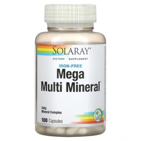 Solaray, Mega Multi Mineral, 철분 무함유, 캡슐 100정