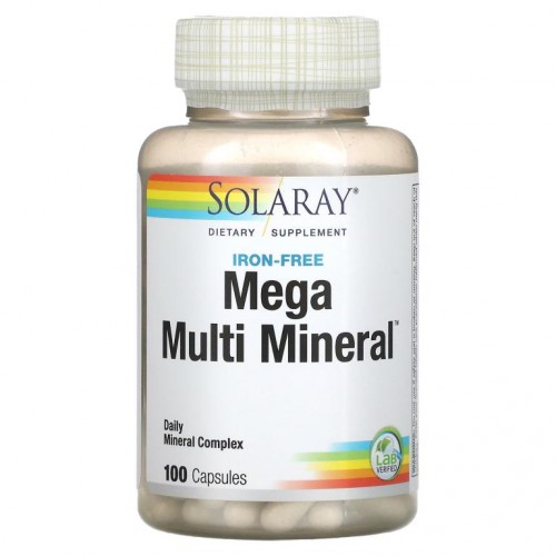 Solaray, Mega Multi Mineral, 철분 무함유, 캡슐 100정