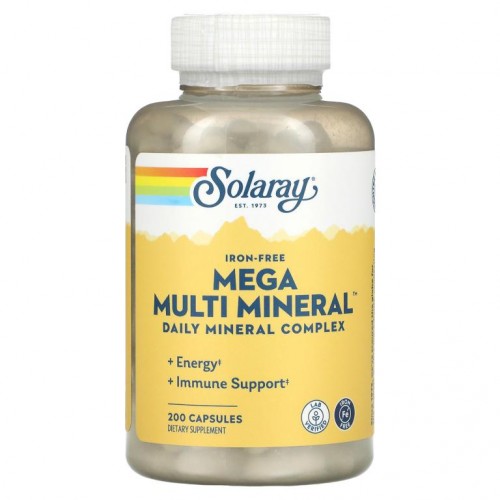 Solaray, Mega Multi Mineral, 철분 무함유, 캡슐 200정