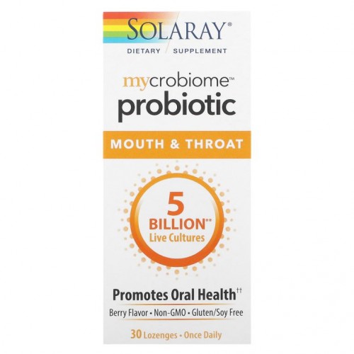 Solaray, Mycrobiome 프로바이오틱, 구강 & 목, 베리 맛, 50억, 사탕 정제 30정