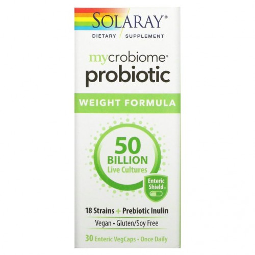 Solaray, Mycrobiome 프로바이오틱 웨이트 포뮬라, 500억, 장용 베지 캡슐 30정