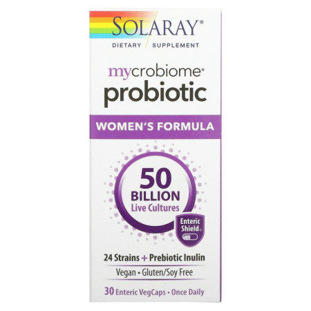 Solaray, Mycrobiome Probiotic, 여성용 포뮬라, 500억, 장용 베지 캡슐 30정