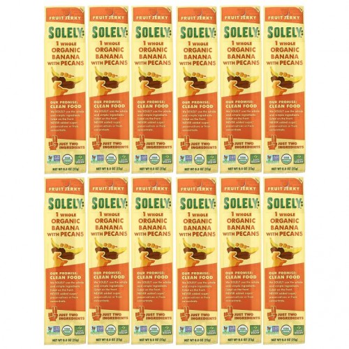 Solely, 유기농 과일포, 피칸 함유 바나나, 12조각, 각 23g(0.8oz)
