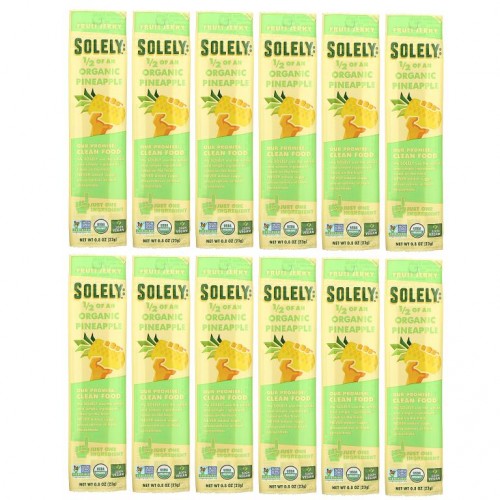 Solely, 유기농 과일 말랭이, 파인애플, 12조각, 각 23g(0.8oz)