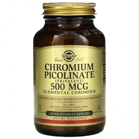 Solgar, 크로뮴 피콜리네이트, 500mcg, 베지 캡슐 120정