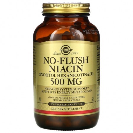 Solgar, 안면홍조 없는 니아신, 500mg, 베지 캡슐 250정