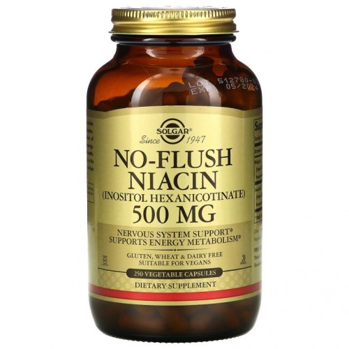 Solgar, 안면홍조 없는 니아신, 500mg, 베지 캡슐 250정