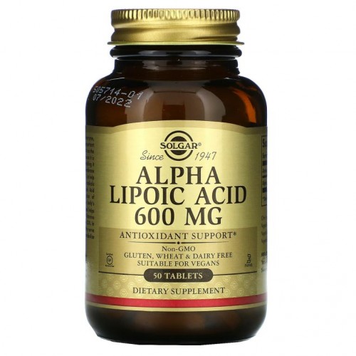 Solgar, 알파리포산, 600mg, 50정