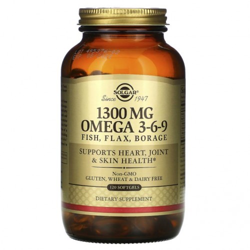 Solgar, 오메가3-6-9, 1,300mg, 소프트젤 120정