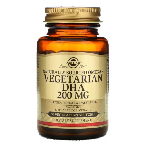 Solgar, 천연 추출 오메가3, 베지 DHA, 200mg, 베지 소프트젤 50정