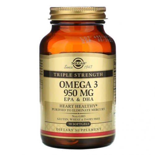Solgar, 오메가3, EPA & DHA, 트리플 스트렝스, 950mg, 소프트젤 50정
