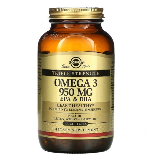 Solgar, 오메가3, EPA & DHA, 3배 강도, 950mg, 소프트젤 100정