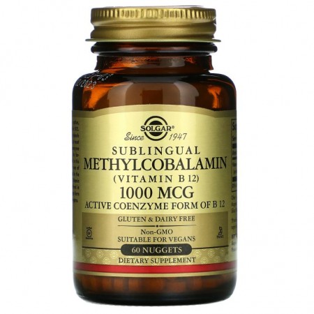 Solgar, 설하 메틸코발라민(비타민B12), 1,000mcg, 너겟 60개
