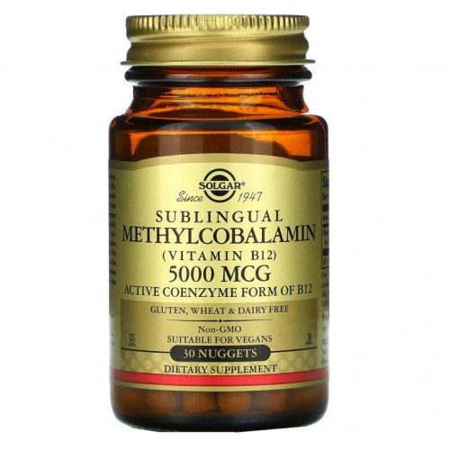 Solgar, 메틸 코발라민(비타민 B12), 5000 mcg, 30 너겟