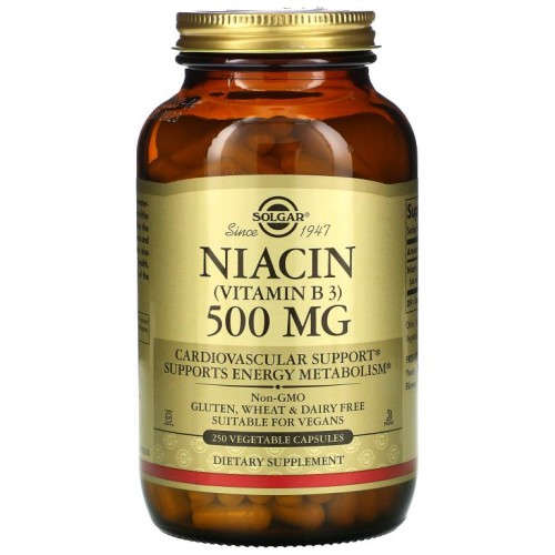 Solgar, 비타민B3(니아신), 500mg, 베지 캡슐 250정