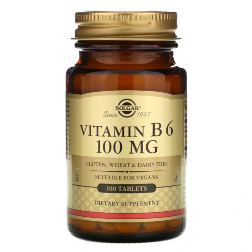 Solgar, 비타민 B6, 100mg, 100정