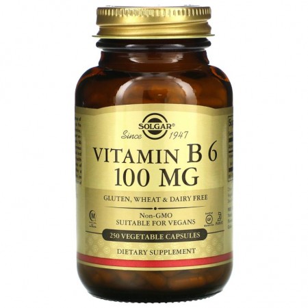 Solgar, 비타민B6, 100mg, 베지 캡슐 250정