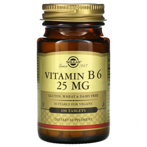 Solgar, 비타민B6, 25mg, 100정