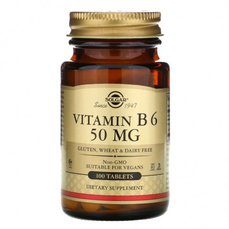 Solgar, 비타민B6, 50mg, 100정