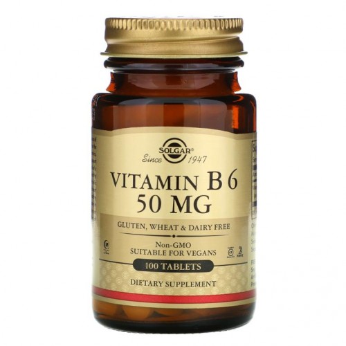 Solgar, 비타민B6, 50mg, 100정