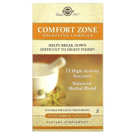Solgar, Comfort Zone 소화 효소 복합체, 베지 캡슐 90정