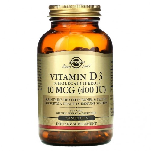 Solgar, 비타민D3, 10mcg(400IU), 소프트젤 250정
